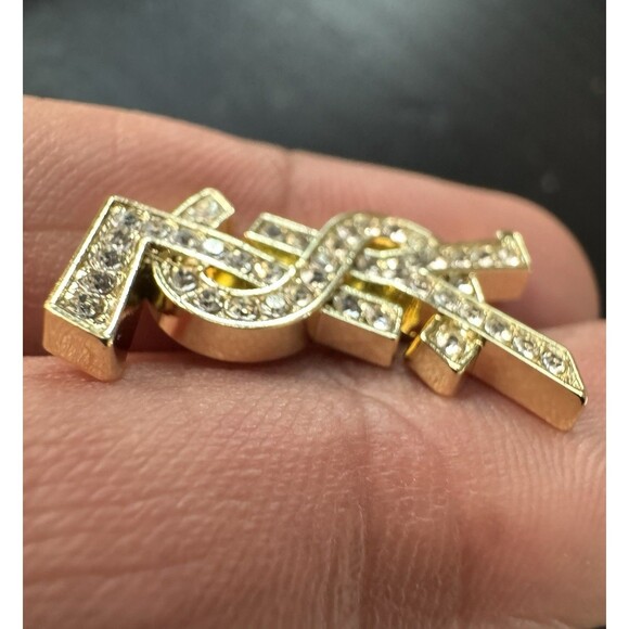 Yves Saint Laurent YSL Signature Crystal Letter Stud Earrings - Picture 8 of 15